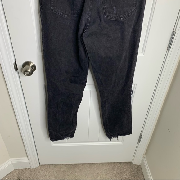 Abercrombie Fitch black 90s straight ultra high rise distressed jeans size 28 - Picture 9 of 10